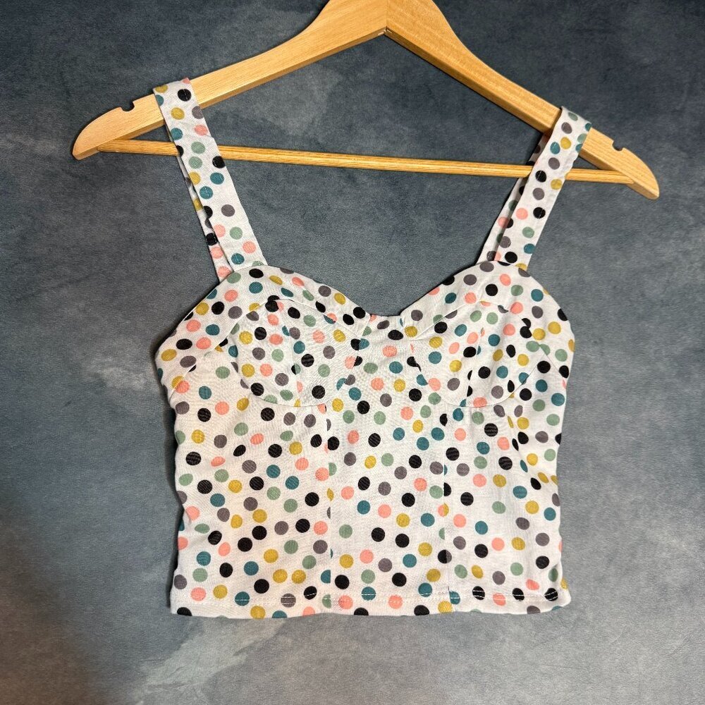 Urban Outfitters Pins and Needles White Multicolor Polka Dot Crop Top Sz Small